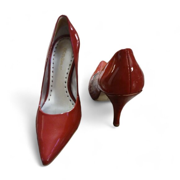 BCBGirls BG- Monde Salsa Red Patent Leather Pointed Toe Pump Heels Size 7B - Picture 3 of 12